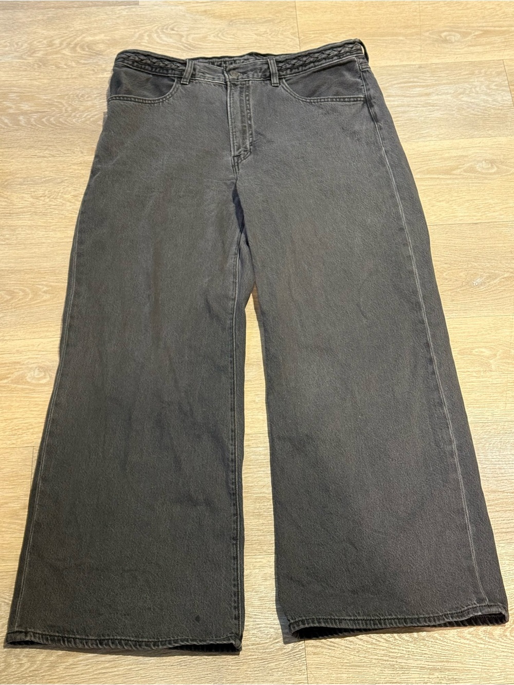 Levi's Ribcage Wide Leg Black Denim Jeans size 33